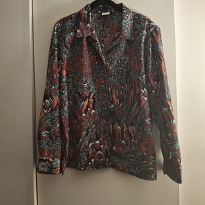 Donnkenny Vintage Multicolor Floral Paisley Patterned Long Sleeve Women's Shirt